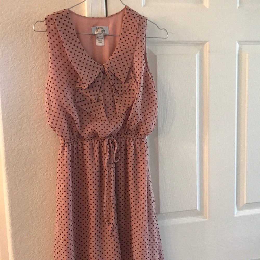 Pink and black polka dot dress